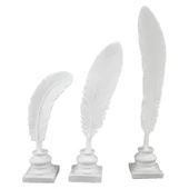 Ev Dekorasyon Polyester 3'lü Beyaz Kaideli Tüy Obje - 1