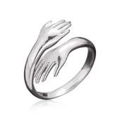 ​925 Ayar Gümüş Sarılan Eller Yüzük thumbnail 1