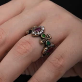 Gümüş Ayarlanabilen Otantik Mekik Kadın Yüzük thumbnail 5