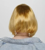 Altın Renk Düz Kesim Küt Parti Peruğu Kısa Takma Saç thumbnail 2