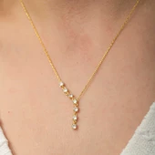 Gümüş Zirkon Sıra Taşlı Gold Kadın Kolye thumbnail 2