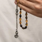 Gümüş Kazaz Püsküllü Sıkma Kehribar Tesbih - 2