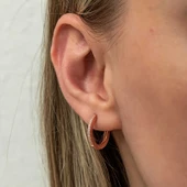 Gümüş Zirkon Taşlı Rose Oval Küpe - 4