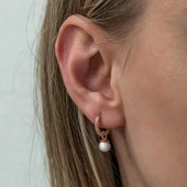 Gümüş Rose İnci Kadın Küpe - 5