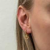 Gümüş Sallantılı Gold Göz Kadın Küpe - 4