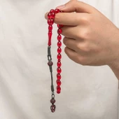 Gümüş Kazaz Püsküllü Sıkma Kehribar Tesbih - 4