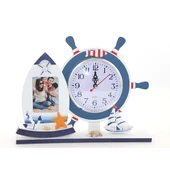 Ahşap Marin Dümenli Çerceveli Saat thumbnail 2