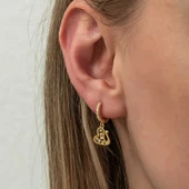 Gümüş Sallantılı Gold Kuğu Kadın Küpe - 3