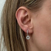 Gümüş Geometrik Desenli Kadın Küpe - 2