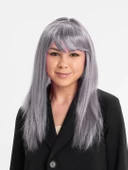 Platin Gri Gümüş Renk Uzun Parti Peruğu Uzun Takma Peruk thumbnail 1