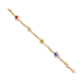 BZ Altın Kaplama Sarı Lacivert Boncuklu Figaro Zincir Bileklik - 1