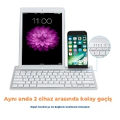LENOVO LECOO BK-100 Kablosuz Klavye Standlı Q İngilizce Şarjlı Pc Telefon Tv Uyumlu - 2