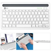 LENOVO LECOO BK-100 Kablosuz Klavye Standlı Q İngilizce Şarjlı Pc Telefon Tv Uyumlu - 1