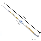 BZ 316L Çelik Göz Motifli Sarı Boncuk Bileklik BLK-880 - 5