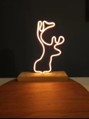 Yılbaşına Özel Geyik Figürlü Neon Gece Lambası - 3