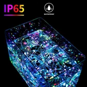 YILBAŞI AĞACI IŞIĞI NOEL IŞIĞI RENKLİ LED IŞIK IP65 10 METRE USB KUM. + CEP KONTROL DIŞ MEKAN IŞIĞI thumbnail 4