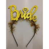 Altın Renk Bekarlığa Veda İtalik Yazı Alyanslı Bride Taç - 1