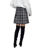 Kadın Ekose Kolej Etek Siyah Gri BGL-ST04156 thumbnail 5