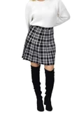 Kadın Ekose Kolej Etek Siyah Gri BGL-ST04156 thumbnail 1