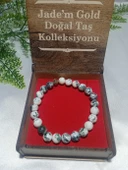 Jade'm Gold Karlı Akik Doğaltaş Bileklik - 3