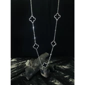 Van Cleef Siyah Gümüş Çelik Kolye - 1