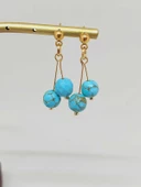 Doğaltaş Gold Çelik Küpe - Turkuaz Taşı Kiraz Serisi (55666) thumbnail 6