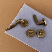 Trim Mat Antik Sarı Yuvarlak Rozetli Wc Banyo Kapı Kolu 1 Takım thumbnail 5