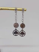 Doğaltaş Silver Çelik Küpe - Dumanlı Kuvars Taşı Capella Serisi Hayat Ağaçlı (55684) thumbnail 6