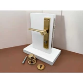 Zey Mat Altın Çelik Kapı Kolu Sol Basar + Kapı Tokmağı Kilit Hariçtir - 2