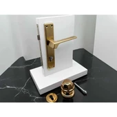 Zey Mat Altın Çelik Kapı Kolu Sağ Basar + Kapı Tokmağı Kilit Hariçtir - 2