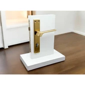 Zey Mat Altın Kare Aynalı Çelik Kapı Kolu Sağ Basar Tek Taraf Kilit Hariçtir thumbnail 6