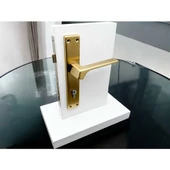 Zey Mat Altın Kare Aynalı Çelik Kapı Kolu Sağ Basar Tek Taraf Kilit Hariçtir thumbnail 5