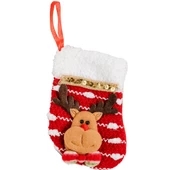 Yılbaşı Süsü 15 cm Çorap Geyik Desenli Kırmızı - Mavi Su Dünyası - 1