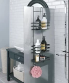 Geseus Üç Katlı Asmalı Banyo Duş Rafı Siıyah LM580 - 1