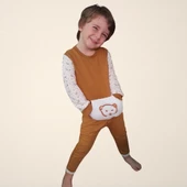 Erkek Bebek Tarçın Ayıcık Peluş Cepli İkili Takım (6ay-4yaş) - 1