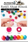 Renkli Ahşap Boncuk 10 mm 150 Adet Renkli Tahta Boncuk El İşi Okul Öncesi Kreş Anasınıfı Proje Tasarım Ödev Elişi - 2