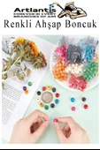 Renkli Ahşap Boncuk 10 mm 150 Adet Renkli Tahta Boncuk El İşi Okul Öncesi Kreş Anasınıfı Proje Tasarım Ödev Elişi - 3