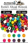 Renkli Ahşap Boncuk 10 mm 150 Adet Renkli Tahta Boncuk El İşi Okul Öncesi Kreş Anasınıfı Proje Tasarım Ödev Elişi - 1
