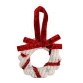 Yılbaşı Süsü  7 cm Örgü Desenli Çember Kırmızı Beyaz- Mavi Su Dünyası - 1