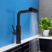 Rena Design Çok Modlu Siyah Mutfak Evye Bataryası Spiralli Çek Bırak Başlık Yağmurlama - 2