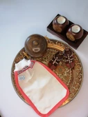EKER-KIRMIZI BİYELİ HIZLIGİY KESE-Banyo ve Duş Kesesi-Lastikli Kese-Doğal Özel Dokuma-Standart Kese - 1