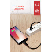 Ecuy Iphone şarj kablosu Kesilip Tekrar Kullanılabilen Hızlı Şarj  Apple Şarj Kablosu 1.5 metre Kırmızı Renk - 4