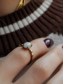 Minimal Doğal Taş Aytaşı Doğal Taşlı Otantik Minimal Ayarlanabilir Yüzük euy5ay thumbnail 3