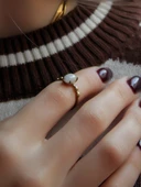 Minimal Doğal Taş Aytaşı Doğal Taşlı Otantik Minimal Ayarlanabilir Yüzük euy5ay thumbnail 2