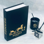 HERMES OPENABLE DECORATIVE BOOK BOX BLACK & GOLD - 1