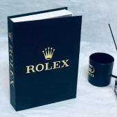 ROLEX OPENABLE DECORATIVE BOOK BOX BLACK & GOLD - 1