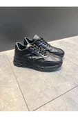 Luizpauloshoes 1075 PİRAMİT TABAN SİYAH DERİ SNEAKERS - 1