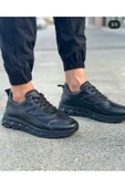 Luizpauloshoes 1047 SİYAH CİLT PİRAMİT TABAN ERKEK SNEAKERS - 1