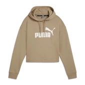 Puma Ess Cropped Logo Kadın Bej Kapüşonlu Sweatshirt 58686967 - 3