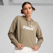 Puma Ess Cropped Logo Kadın Bej Kapüşonlu Sweatshirt 58686967 - 1